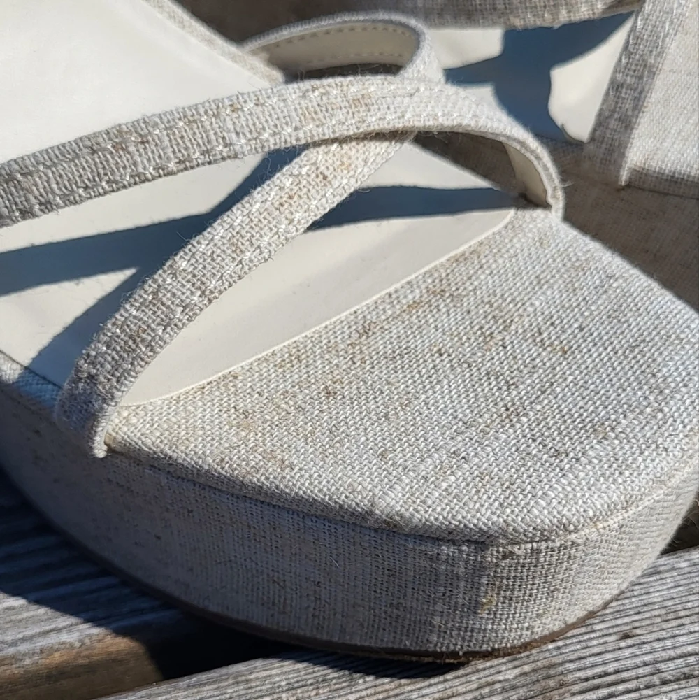 Wild Fable Natural Off White Platform Strappy Wedge Heel